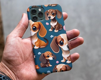 Adorable Dachshund Caricature Mobile Phone Case - A Must-Have for Dog Lovers!
