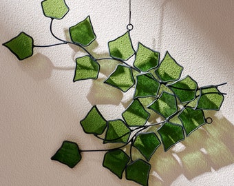 Stained glass corner, plants suncatcher, plant stained glass, stained glass window door decor