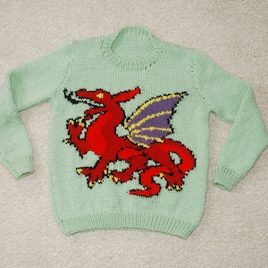 Dyfan the Dragon, Children's Jumper Knitting Pattern