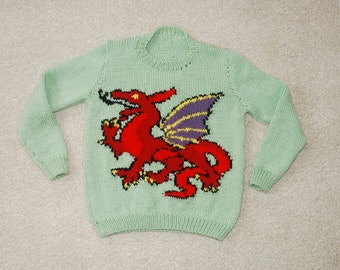 Dyfan the Dragon, Children's Jumper Knitting Pattern