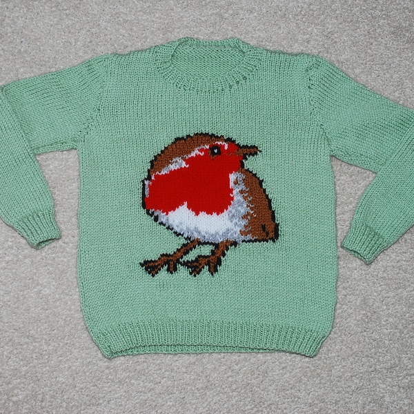 Knitting Pattern Children's Jumper Robin Red Breast
