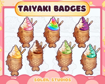 Taiyaki Ice Cream Twitch Sub Badges / Bit Badges / Emote / Cute Sub Badges / Kawaii / Streamer /Twitch / Discord / YouTube