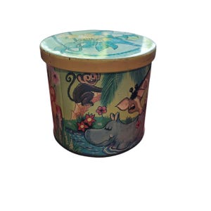 Vintage Blue Bird Confectionery Tin Jungle Animals Design by Harry Vincent Ltd