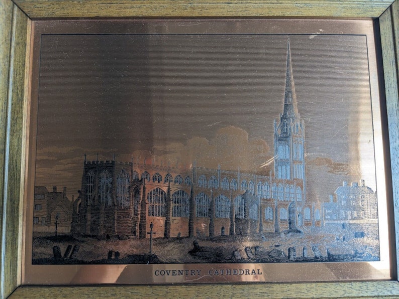 Photo Etchmaster originale encadrée sur cuivre de la cathédrale de Coventry image 2