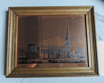 Photo Etchmaster originale encadrée sur cuivre de la cathédrale de Coventry