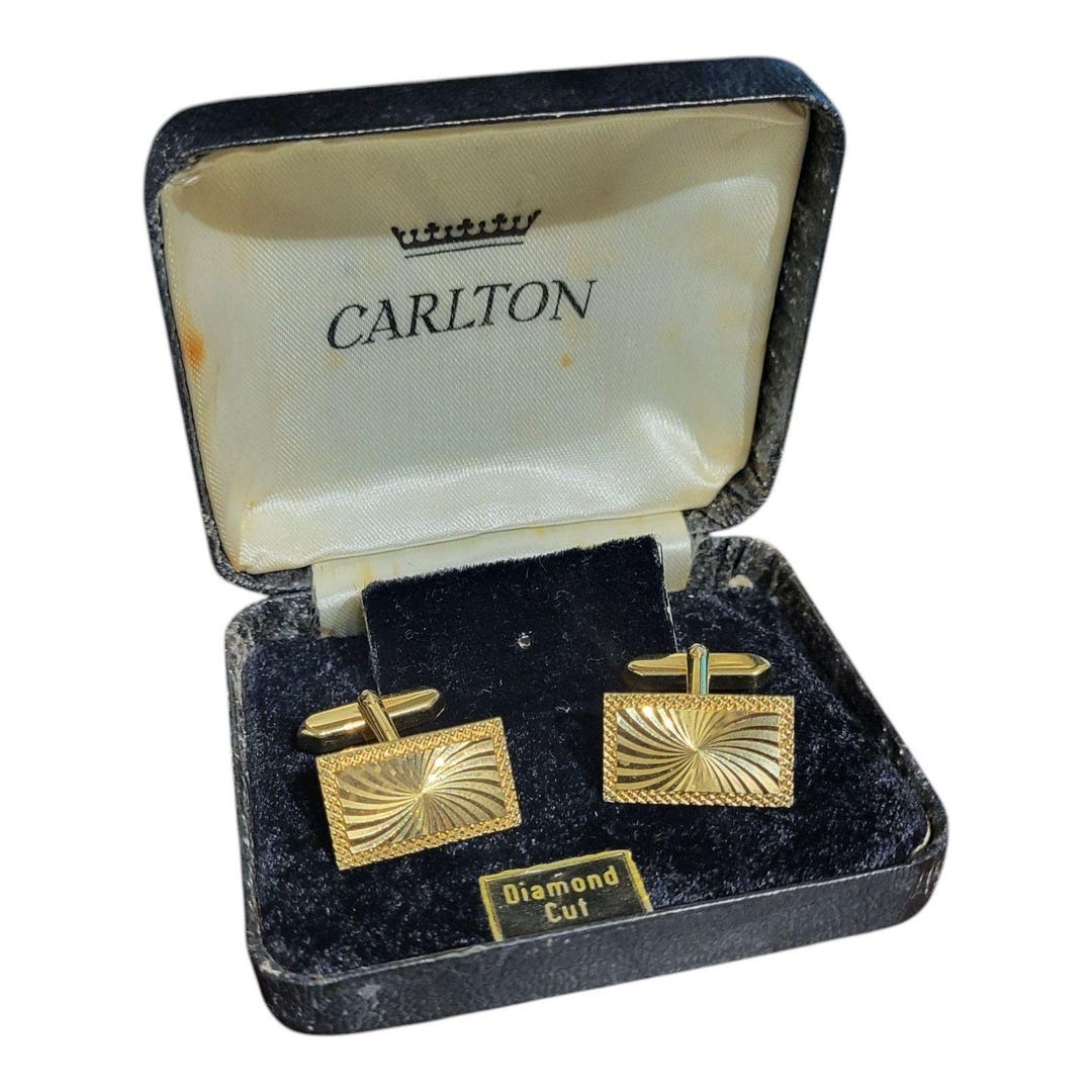 Boutons De Manchettes Plaqué Or Vintage - Référence 828 - Avec Boîte à Bijoux - Occasion, état Variable