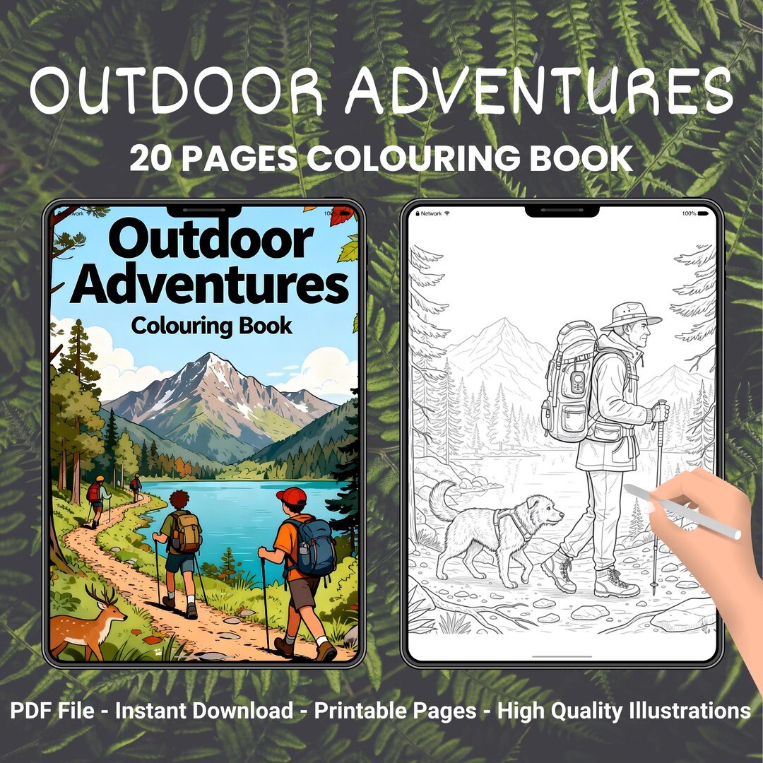 Outdoor Adventures Colouring Book | Digital & Printable PDF | 20 Pages ...