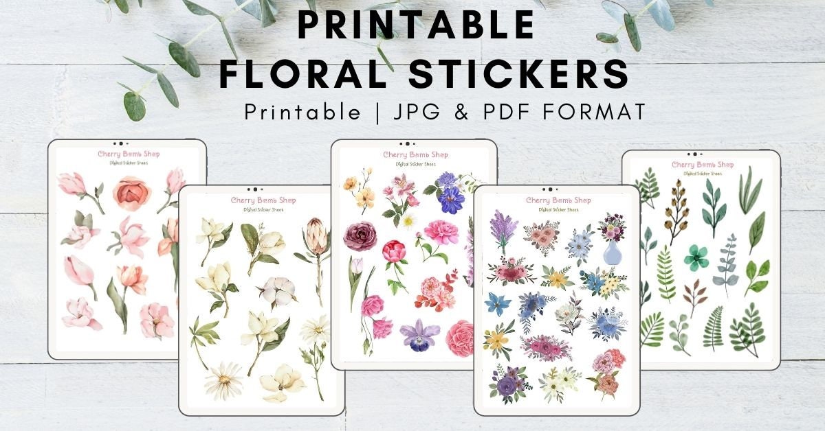 Digital Printable Sticker Sheets botanical Stickers, Garden Stickers ...