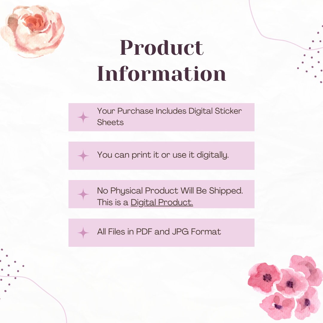 Digital Printable Sticker Sheets botanical Stickers, Garden Stickers ...