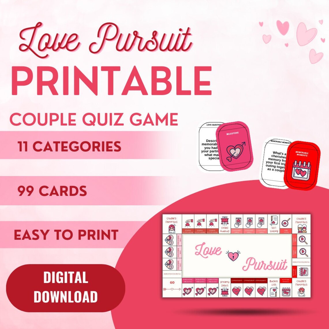 Couple Board Game Printable Board Game Anniversary Game Date Night Game ...