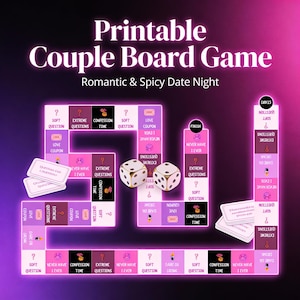 Paar Brettspiel | Druckbares Brettspiel | Paar Trinkspiel | Date Night Spiel | Spiel für Erwachsene für Paare |  Paare Wahrheit Oder Pflicht Fragen