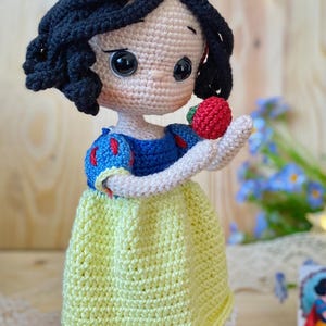 Snow White Crochet Pattern: Amigurumi Doll with Bird & Apple (PDF Pattern)