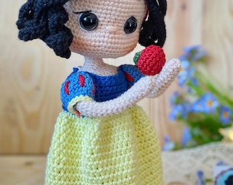 Snow White Crochet Pattern: Amigurumi Doll with Bird & Apple (PDF Pattern)