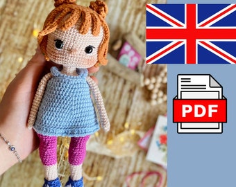 Bambola Amigurumi all'uncinetto "Birce" Schema PDF Ita #amigurumidoll #dollmaking #handmadedoll #crochetdoll #redhairdoll bambola con lentiggini