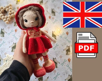 Crochet Amigurumi Doll “Red” English PDF Pattern #valentineamigurumi #amigurumidoll #littleRedRidingHood