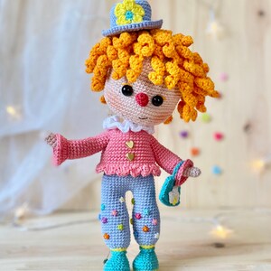 Clown Dizzy Amigurumi English Crochet PDF Pattern- Cute clown- Handmade clown doll- Circus theme toy