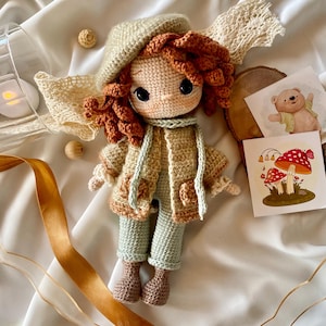 Mabel doll Fall Amigurumi English Crochet PDF pattern- Winter and Fall concept amigurumi- autumn amigurumi doll
