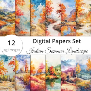 Indian Summer Splendor - 秋のデザイン プロジェクト用の 12 枚の高品質デジタル ペーパー - クリエイティブ プロジェクト、デジタル ダウンロードに最適