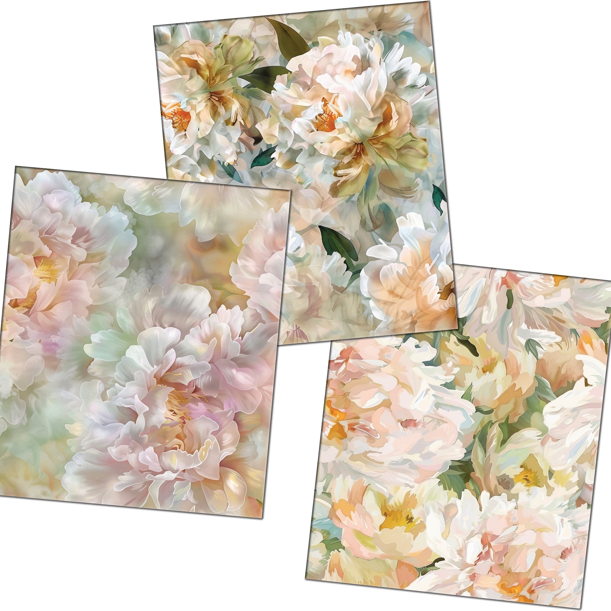 12 Impressionistic Peony Seamless Patterns – High Quality Jpegs for ...