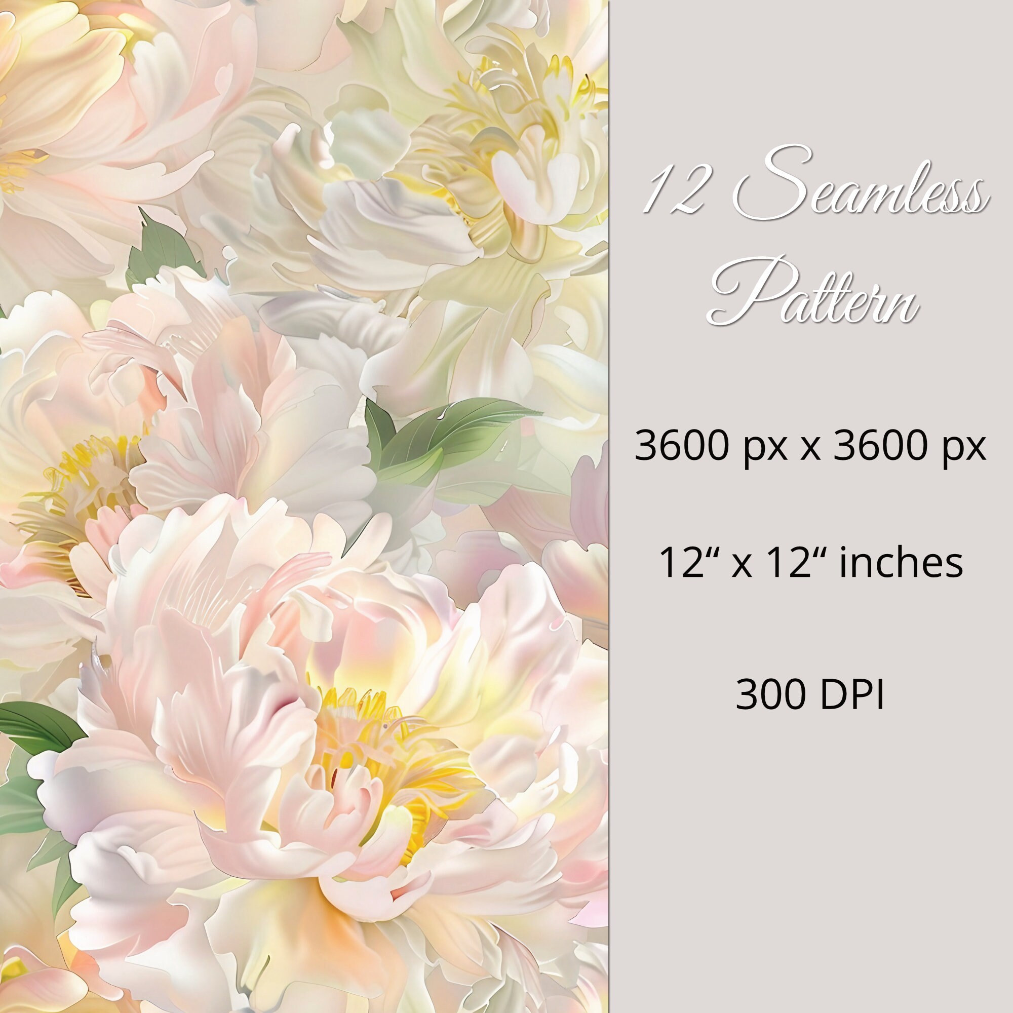 12 Impressionistic Peony Seamless Patterns – High Quality Jpegs for ...