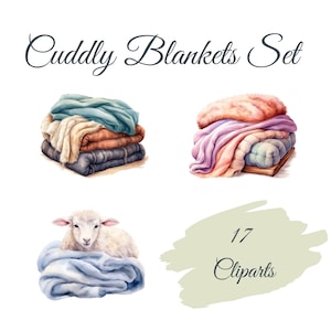 Blanket Clipart Set: 17 High Quality PNGs, Watercolor Blanket, Favorite Place, Instant Download PNGs