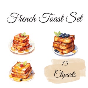 Leckere French Toast Aquarell-Cliparts: 15 süße Frühstücksdesigns für Genießer, Kartengestaltung, digitales Papierhandwerk