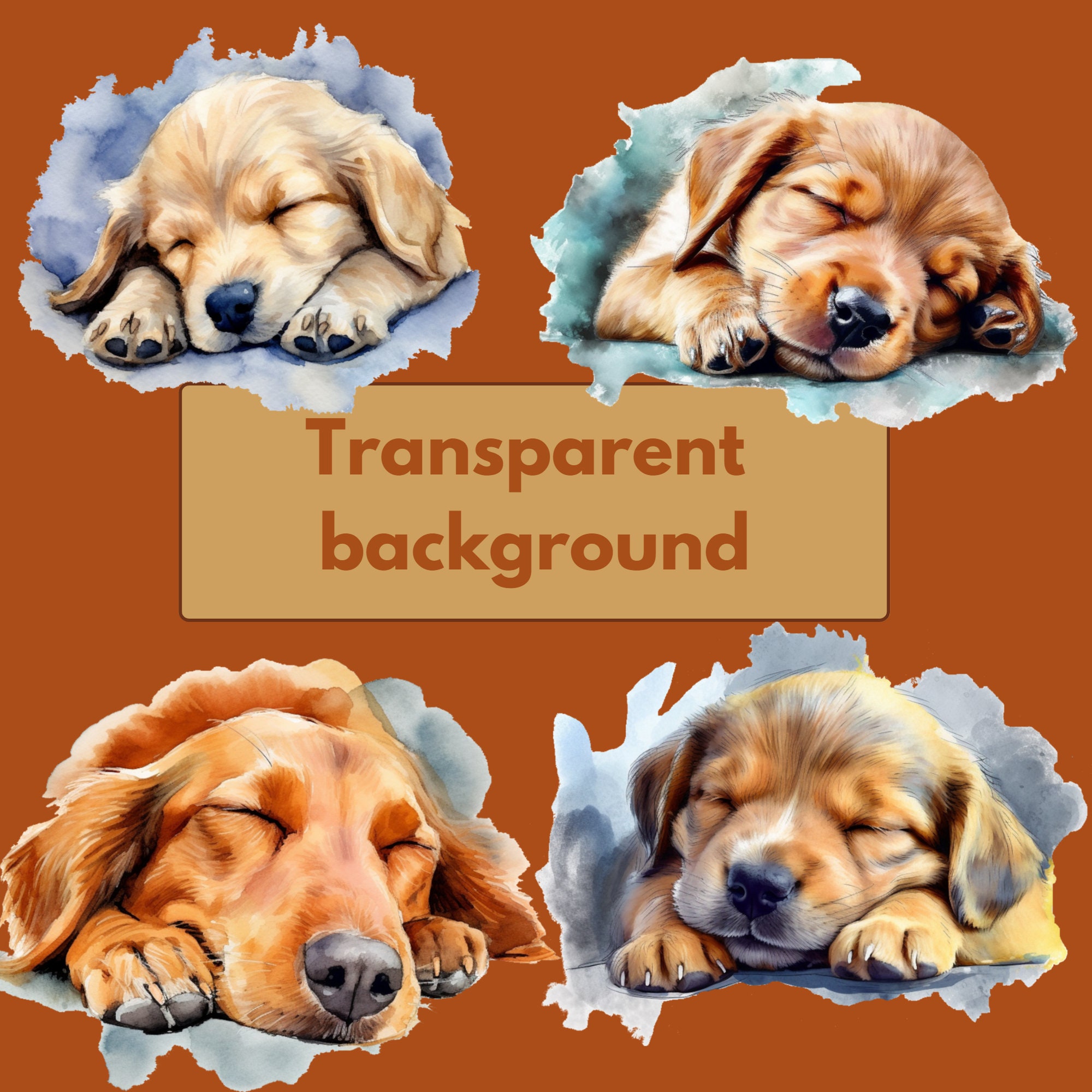 16 Watercolor Sleeping Dog Clipart Digital PNG Sleeping Dog, Sleeping ...