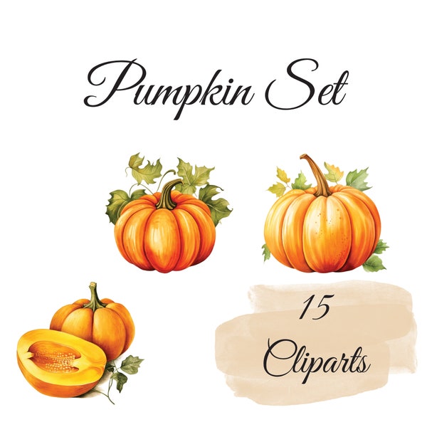 Pumpkin Clipart Collection - 15 High-Quality PNGs - Cereal PNG , Digital Planner, Journal and Watercolor Crafts