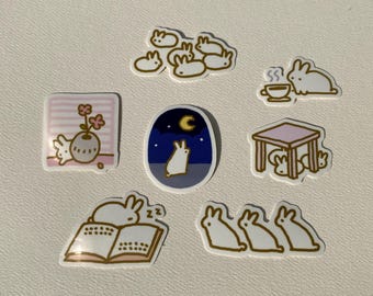 Bunny Stickers Set 2, Waterproof Laptop Decals