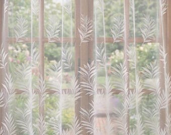 Kiki White floral net curtain - Same day Dispatch - sold by meter - free postage