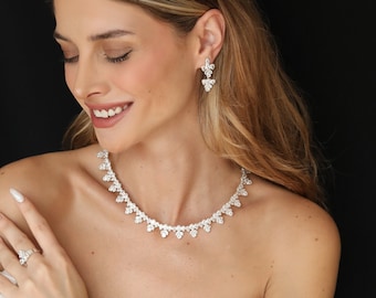 Kristall Hochzeit Schmuck Set: Braut Halskette, Armband & Ohrringe