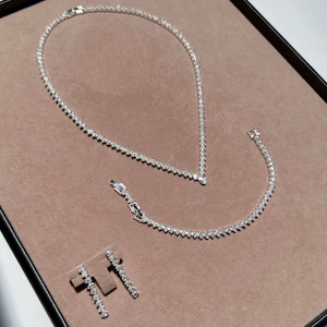 Wedding Swarovski Zircon Jewelry Set, Crystal Bridal Jewelry Set, Bridal Necklace, Bracelet and Earring Set