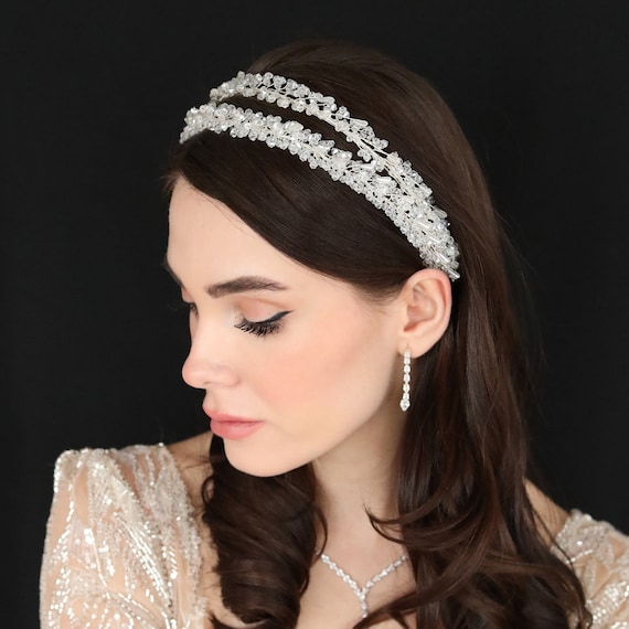 Buy Floral Wedding Tiara, Floral Rhinestone Bridal Tiara, Flower