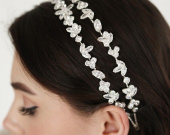 Leaf Bridal Tiara, Leaf Hair Accessory for Wedding, Leaf Wedding Tiara, Rhinestones, Bridal Crown
