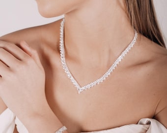 Crystal Bridal Jewelry Set: Necklace, Bracelet & Earrings