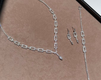 Kristall Hochzeit Schmuck Set: Braut Halskette, Armband & Ohrringe