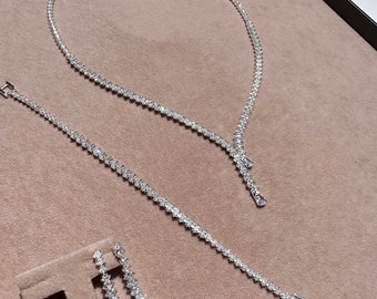 Kristall Hochzeit Schmuck Set: Braut Halskette, Armband & Ohrringe