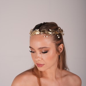 Gold Leaf Headband, Leaf Hair Accessory for Wedding, Leaf Wedding Headband, Bridal Headband
