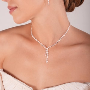 Parure Bijoux Mariage Strass - Collier Et Boucles D'Oreilles Femme Pour Cérémonie, Soirée