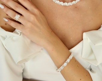 Zircon Stone Bridal Jewelry Set: Wedding Necklace & Earrings