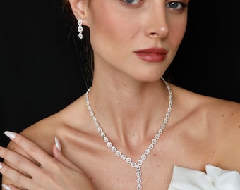 Zircon Wedding Jewelry Set: Bridal Necklace, Bracelet & Earrings