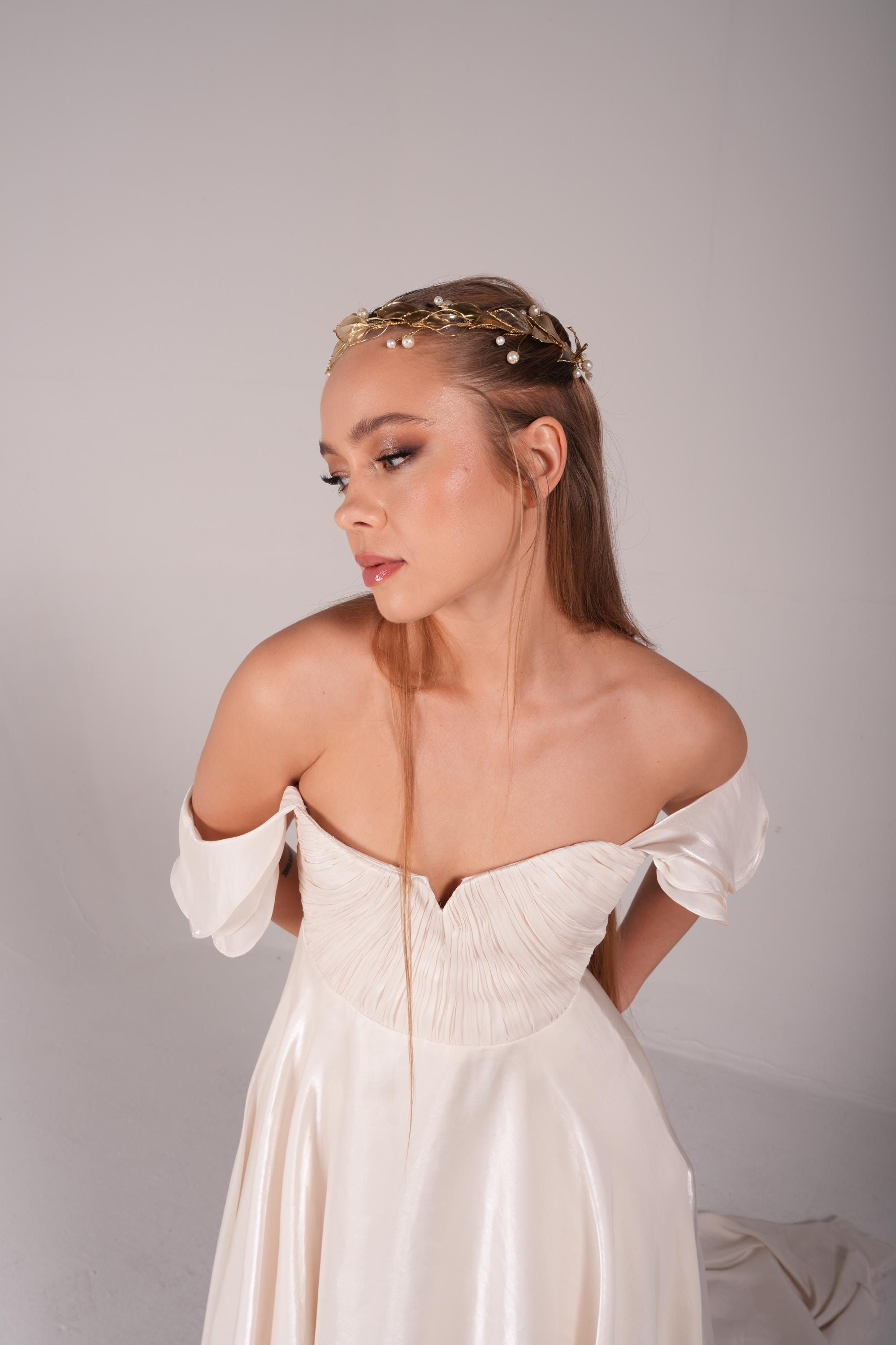 New Gold Leaf Headband Bridal ✨✨✨?? Elegant Gold Leaf Crystal Headband, Gold Leaf Hair Vine, Wedding  main image 4