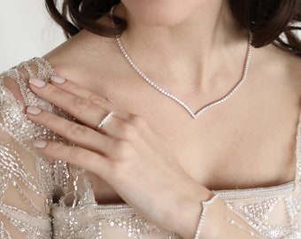 Crystal Bridal Jewelry Set: Necklace, Bracelet & Earrings
