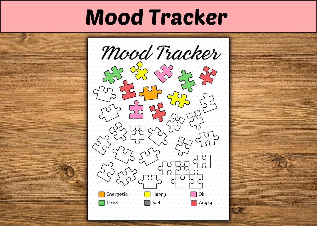 Puzzle Mood Tracker PRINTABLE Journal Page Planner Page Monthly ...