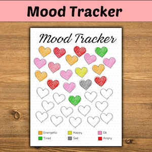 Heart Mood Tracker - PRINTABLE Journal Page - Planner Page - Feelings Tracker - Daily Mood Tracker - Track Mood - Journal Template
