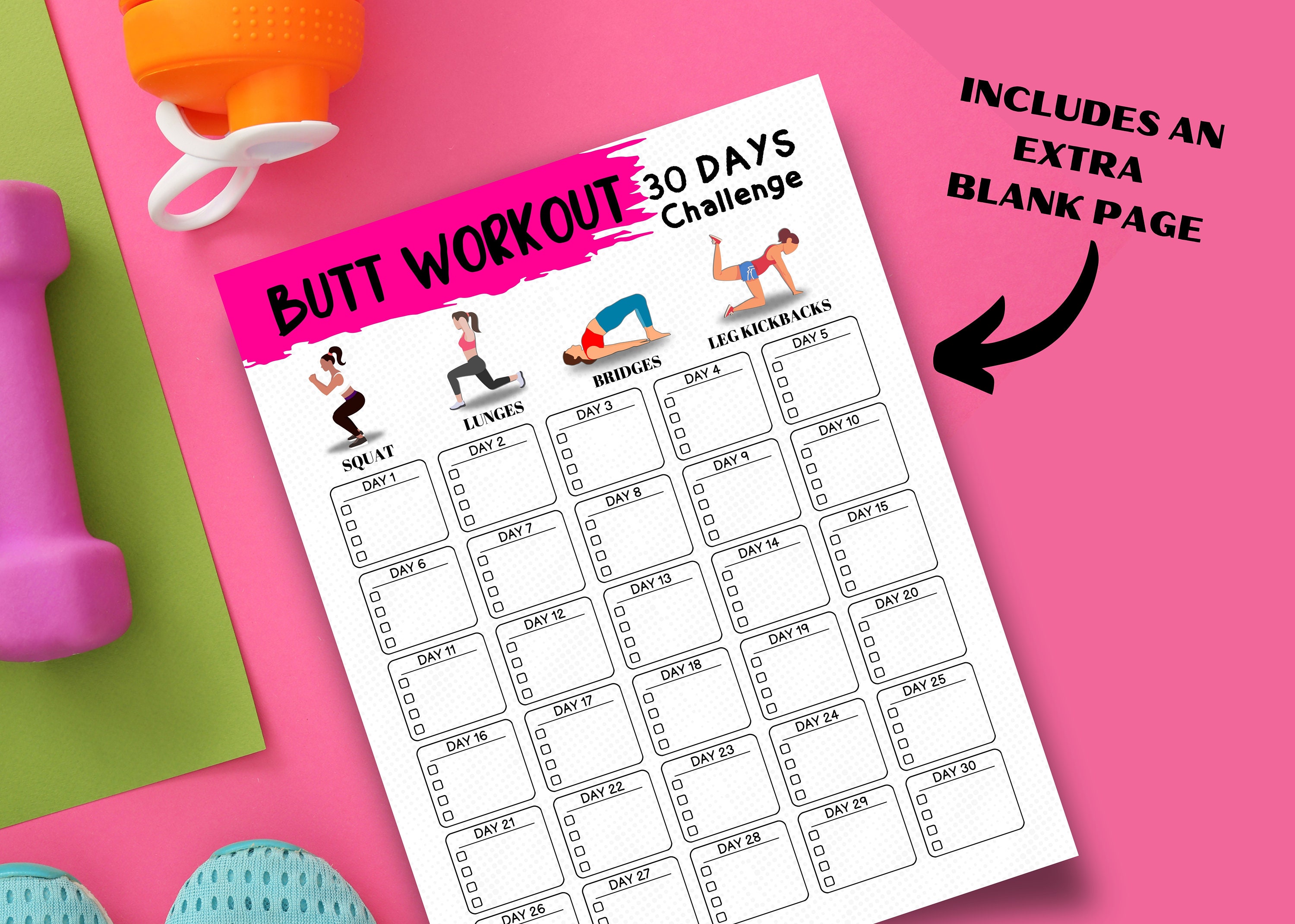 30 Day Butt Lift Challenge 3 Different Levels of Hip Raise Digital ...
