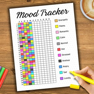 Mood Tracker - PRINTABLE Journal Page - Planner Page - Feelings Tracker - Daily Mood Tracker - Track Mood - Journal Template