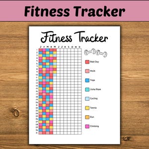Fitness Tracker - PRINTABLE Journal Page - Workout Tracker - Exercise Log - Habit & Goal Tracker - Yearly Activity Tracker - Bullet Journal