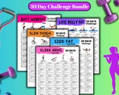 30-Day Fitness Challenge Bundle: Butt, Belly, Thigh, Arms (Printable PDF)