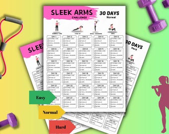 30-Day Sleek Arm Challenge | Printable Workout Plan | Home Fitness Routine | Dumbbell and Bodyweight Exercises
